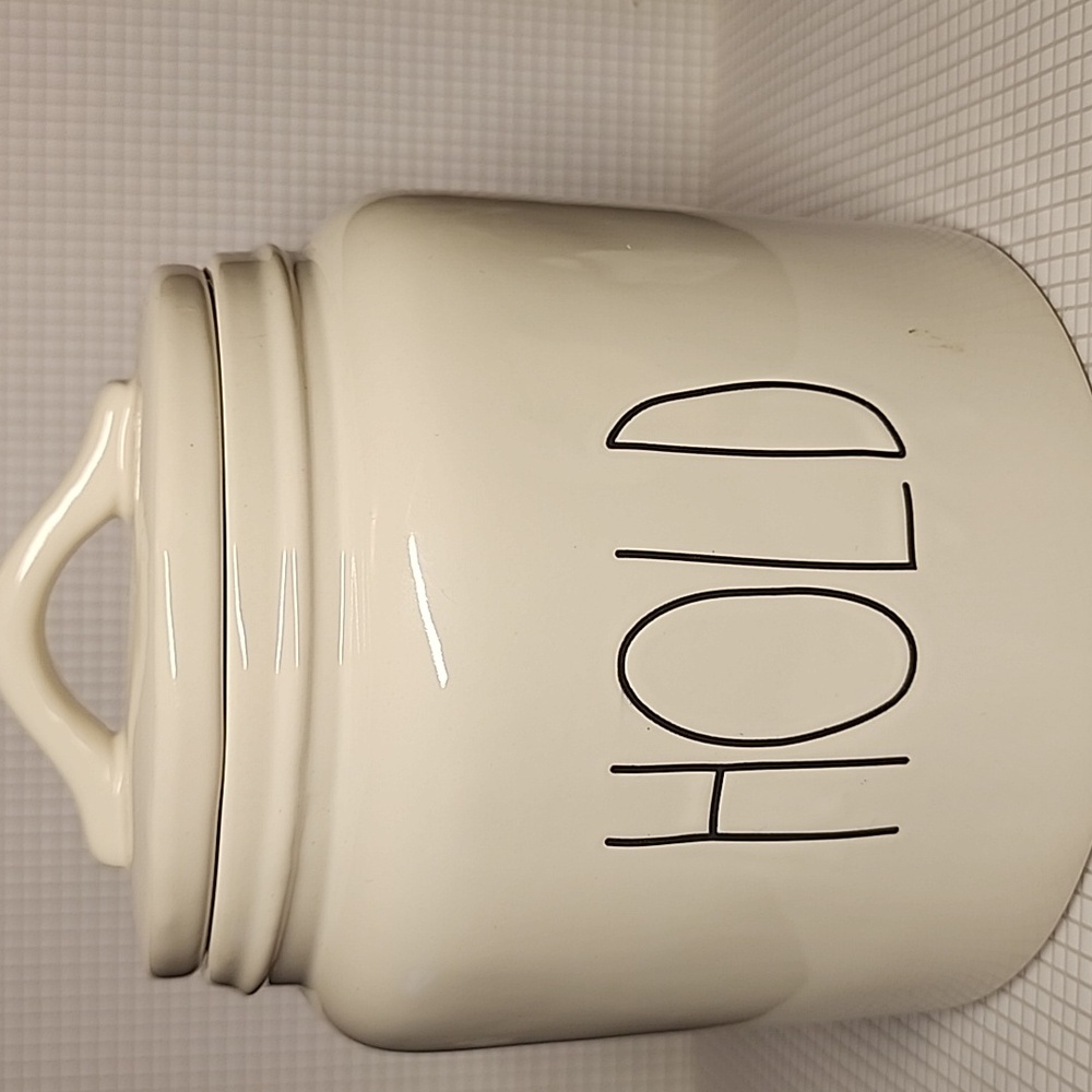 Brand new  Rae Dunn "HOLD" canister